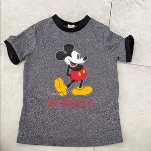 Disney Gray Heather Mickey Mouse Short Sleeve Tee with Black Trim